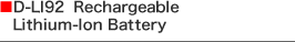 D-LI92  Rechargeable Lithium-Ion Battery
