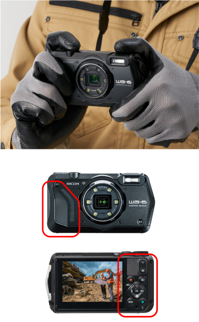 Featuring a secure grip designed for the best placement of your fingers on the front and back of the camera, you’ll find the WG‑6 easy to hold even while wearing gloves. The big buttons make it even easier to use.