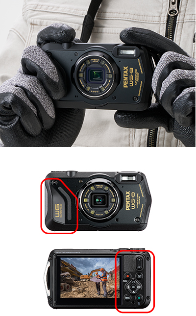 Featuring a secure grip designed for the best placement of your fingers on the front and back of the camera, you’ll find the WG-8/6 easy to hold even while wearing gloves. The big buttons make it even easier to use.