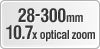 28-300 mm 10.7x optical zoom