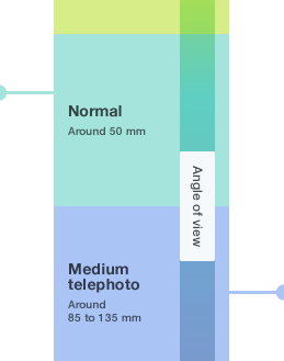 Normal Around 50mm Medium telephoto Around 85 to 135mm