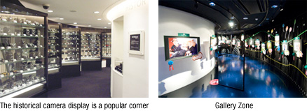 The historical camera display is a popular corner / Gallery Zone