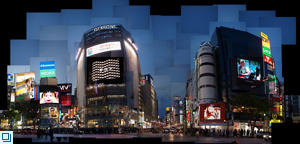 A tsugirama image of the streets of Shibuya.