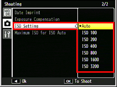 Shooting menu > ISO setting