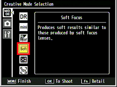 Creative mode > Soft focus