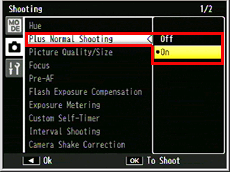 Plus Normal Shooting screen