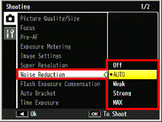 Shooting menu - Noise Reduction