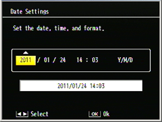 Date Settings screen