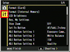 Setup menu example