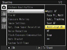 Press the [ADJ./OK] button right to select [Multi-trgt AF]