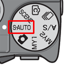 The S-AUTO mode is located in the mode dial.