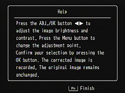 6 Pressing the Fn (Function) button at this point displays the operation explanation screen. Pressing the Fn button again returns the display to the previous screen.