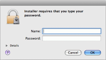 A screen asking for your name and password appears.