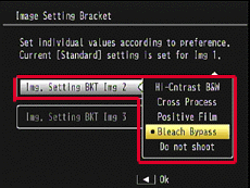 Image Setting bracketing settings