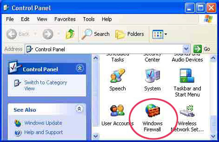 Control Panel > Windows Firewall