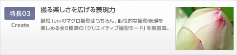 特長03 撮る楽しさを広げる表現力