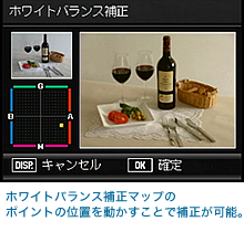 ホワイトバランス補正マップのポイントの位置を動かすことで補正が可能。