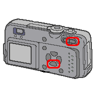 [▼] ボタンと [↑] ボタンを押しながら、電源を入れます