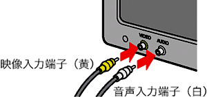 テレビのビデオ入力端子に AV ケーブル (ビデオケーブル) を接続します