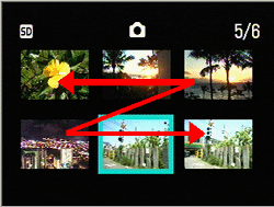 サムネイル表示画面での画像の選択