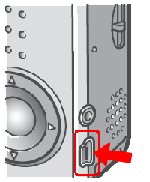 USB ケーブルのもう一方をデジタル カメラの USB 端子に接続します