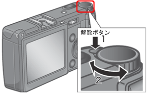 解除ボタンを押しながらモードダイヤルを [マニュアル露光モード] に合わせます