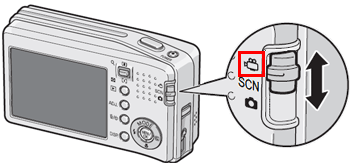 モード切替スイッチを動画モードに合わせ、電源を入れます