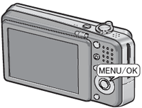 [ MENU/OK ]ボタンを押した後、[＞] ボタン押します