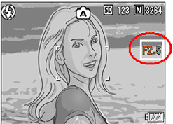 アップダウンダイヤルを回して「F 値」を変更します