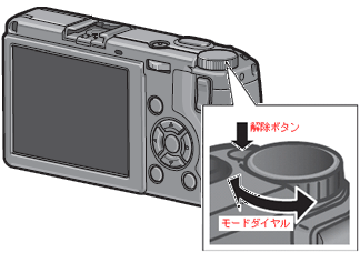 解除ボタンを押しながらモードダイヤルで [撮影モード] に合わせます