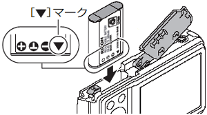 電池を入れます。電池の向きに注意してください