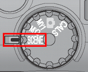 モードダイアルを、[ SCENE ] に合わせます