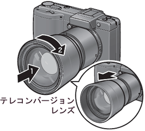 テレコンバージョンレンズを取り付けます