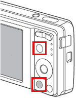 再生ボタンを押して、再生モードにします。[ MENU ] ボタンを押します