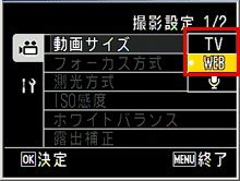 [ TV ]か[ WEB ] を選択し、[OK] ボタンを押します