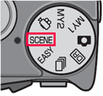 モードダイヤルを「 SCENE 」モードに合わせます