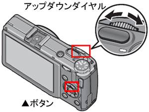 上三角ボタンを押しながらアップダウンダイヤルを回転して変更することが出来ます