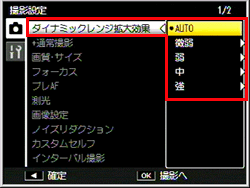 ［ダイナミックレンジ拡大効果］を選び、ADJ./OK ボタンを右に押します