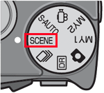 モードダイヤルを「 SCENE 」モードに合わせます