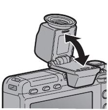 液晶ビューファインダーをチルトさせます
