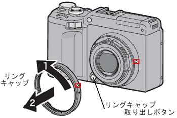 カメラ本体からリングキャップを取り外しますま