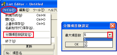 [項目名] ボックスに分類項目名を入力します