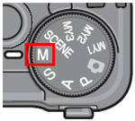 モードダイヤルを M モードに合わせ試し撮りをします