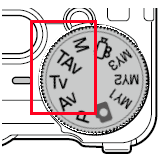 モードダイヤルをAv、Tv、TAv、M のいずれかに合わせます。