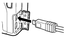 端子カバーを開け、USB・AV OUT兼用端子にUSB ケーブルを接続します。