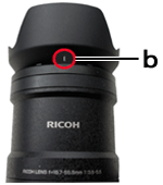 レンズフード LH-2 のマーク (ｂ) が上側にくるように、時計方向に 90度回します