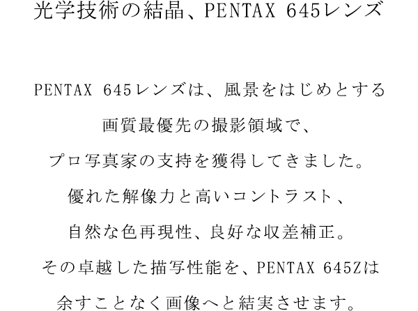 光学技術の結晶、PENTAX 645レンズ