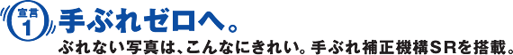 ［宣言1］手ぶれゼロへ。ぶれない写真は、こんなにきれい。手ぶれ補正機構SRを搭載。