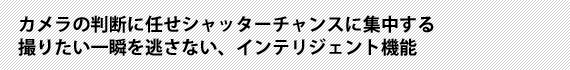 カメラの判断に任せシャッターチャンスに集中する りたい一瞬を逃さない、インテリジェント機能