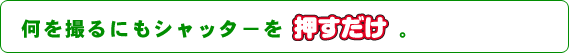 何を撮るにもシャッタ-を押すだけ 。